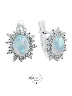 Серьги с белым опалом из серебра KAPLI jewelry 73179940 купить за 4 466 ₽ в интернет-магазине Wildberries