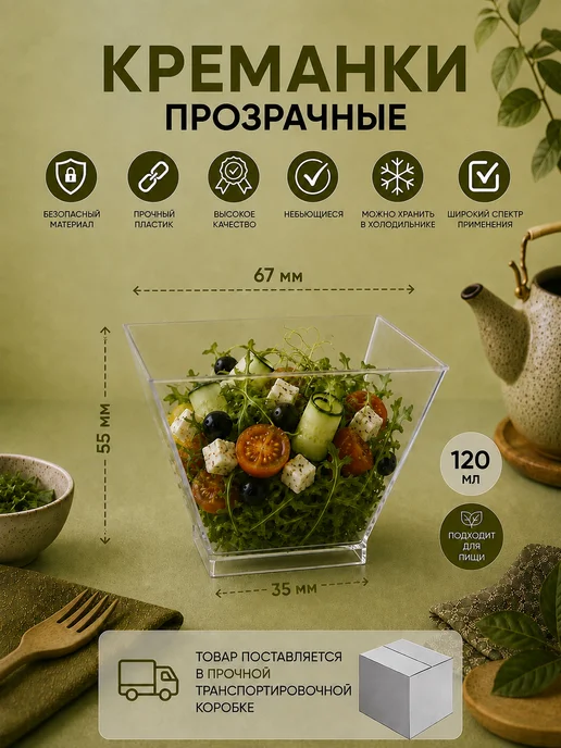 СМП-Склад Креманки прозрачные форма для фуршета 120 мл, 120 мл, фото 2