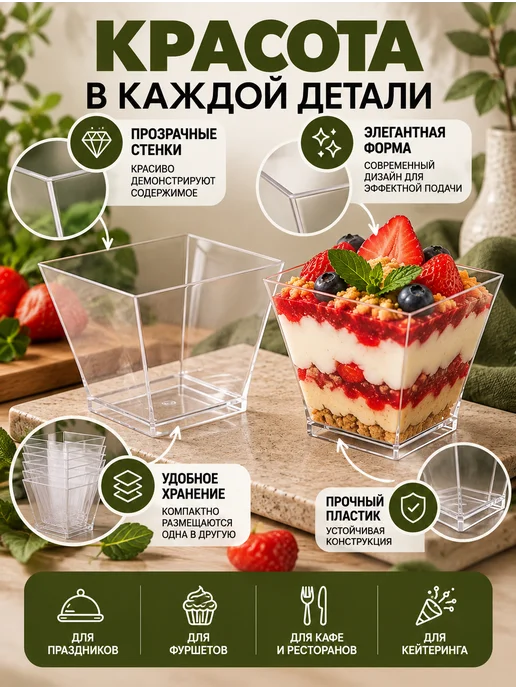 СМП-Склад Креманки прозрачные форма для фуршета 120 мл, 120 мл, фото 5