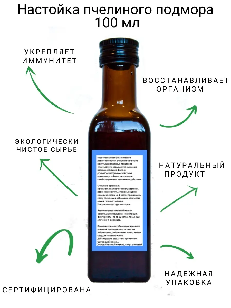 Настойка пчелиного подмора 100 мл Долголетов 73199775 купить за 513 ₽ в  интернет-магазине Wildberries