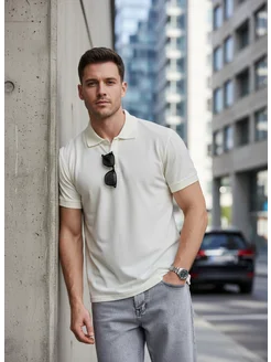 Однотонная футболка поло с коротким рукавом тенниска