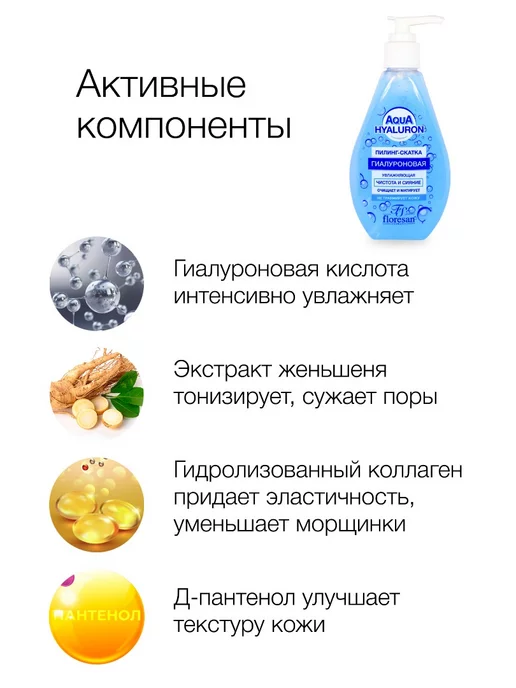 Floresan Пилинг-скатка гиалуроновая AQUA HYALURON, 150 мл, фото 4