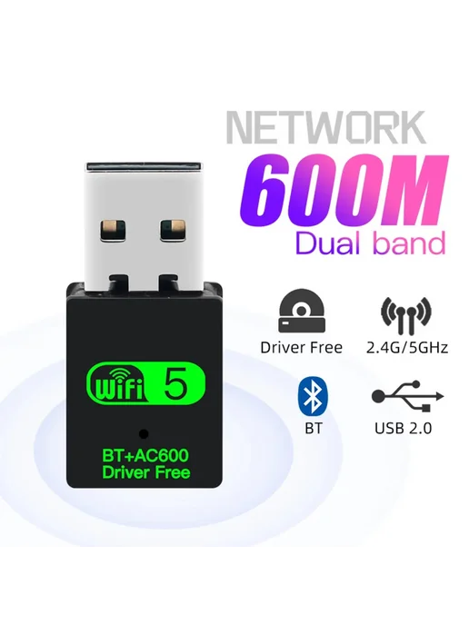 Palmexx Адаптер USB 2в1 WiFi 802.11ac + Bluetooth 5.0 Realtek 8821cu, черный, фото 6