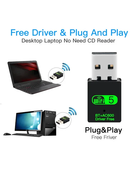 Palmexx Адаптер USB 2в1 WiFi 802.11ac + Bluetooth 5.0 Realtek 8821cu, черный, фото 7