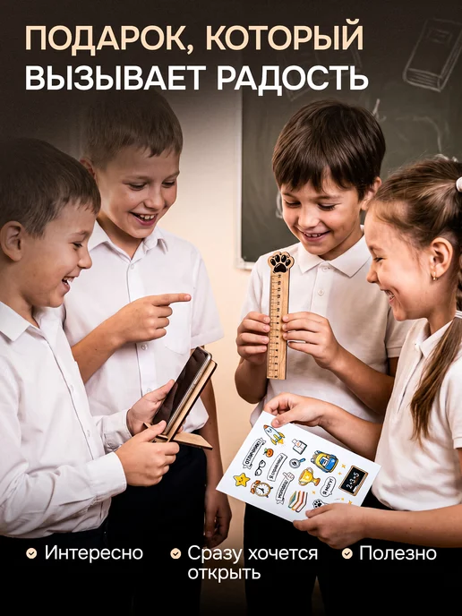 Деревянный ПАПА Канцелярский подарочный набор школьнику 3 шт, 3 шт, фото 4