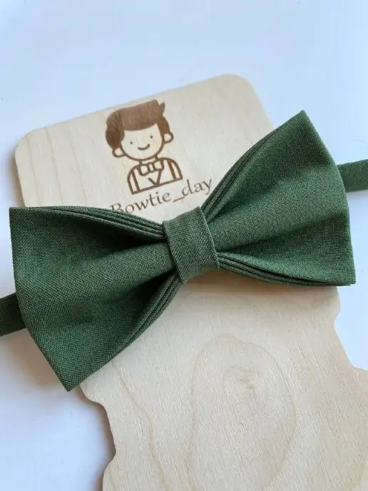 Bowtie__day Бабочка галстук зеленая женская мужская на свадьбу, зеленый