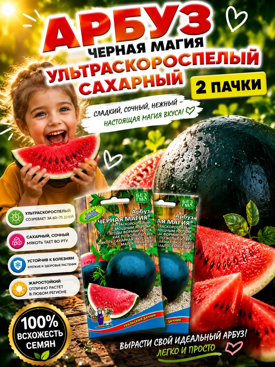 Семена арбуз ультраскороспелый Черная Магия