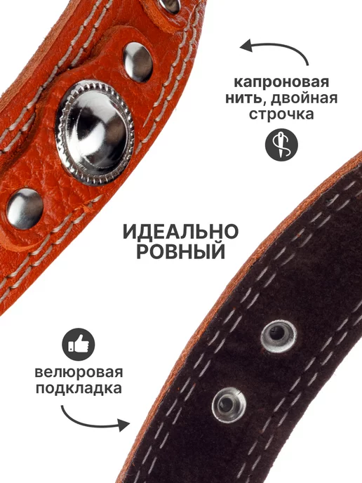 Emotico.Pets Ошейник для собак кожаный, оранжевый, фото 6