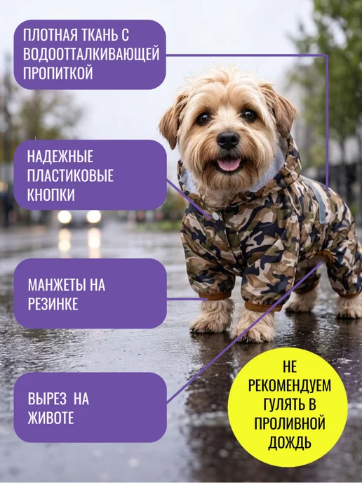 Дай лапу Дождевик для собак НЬЮ, зеленый, фото 4