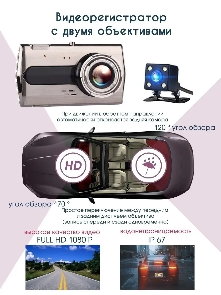 Видеорегистратор автомобильный регистратор с двумя каме Car video recorders  74051422 купить за 6 013 ₽ в интернет-магазине Wildberries