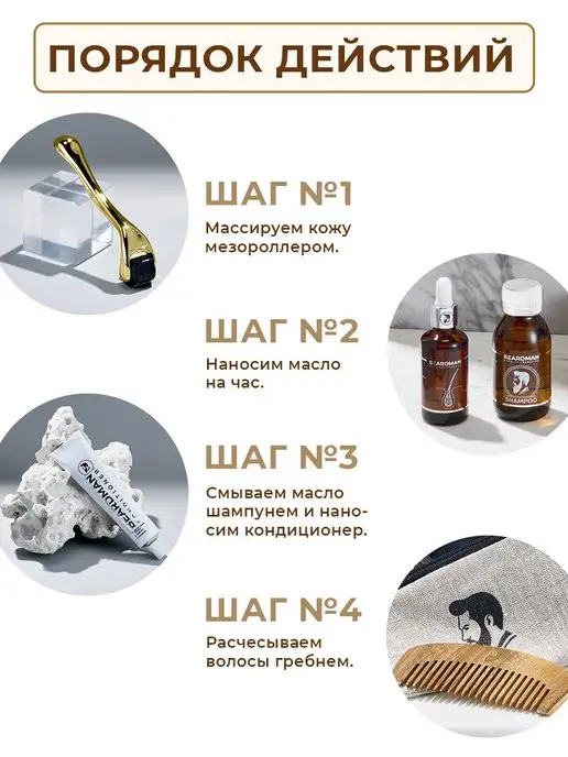 Beardman Набор Gold для роста бороды 5в1, золотой, фото 5