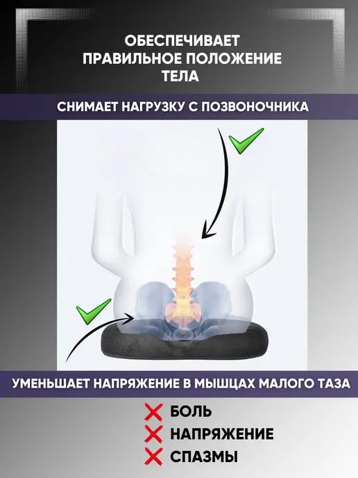 Primavera Home Collection Подушка ортопедическая для сидения от геморроя, черный, фото 5