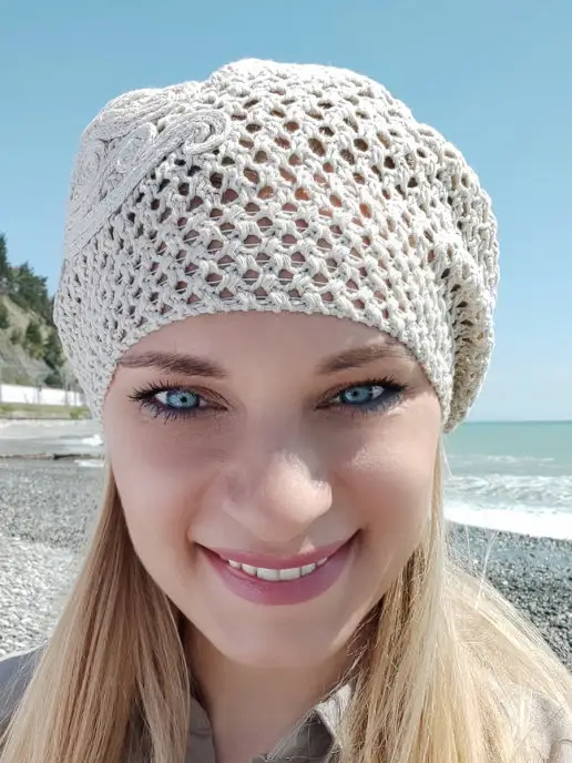 DUK Берет женский летний, бежевый, фото 3