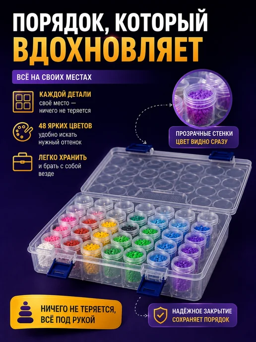 VsemKartinu Органайзер для рукоделия и хранения бисера мозаики контейнер, белый, фото 6