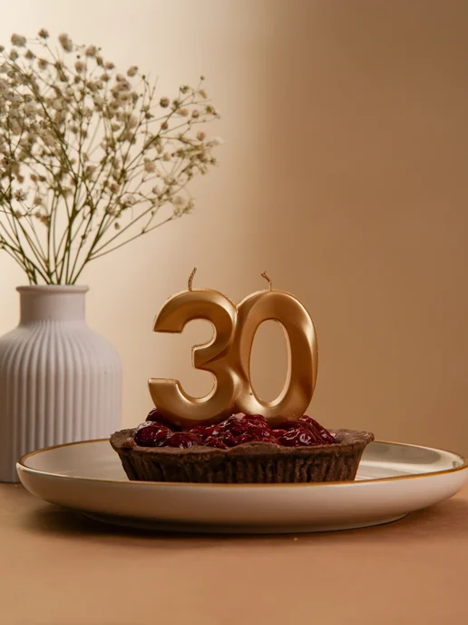 Страна Карнавалия Свечи для торта цифра 30 лет, желтый, фото 5