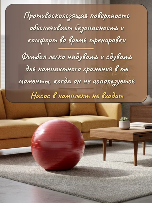 NPOSS Фитбол Мяч для фитнеса, 55 см, красный, фото 3