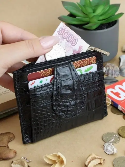 PORTE Кошелек картхолдер маленький из натуральной кожи, черный, фото 4