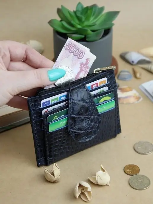 PORTE Кошелек картхолдер маленький из натуральной кожи, синий, фото 3