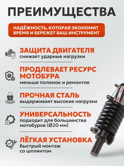 Eco Адаптер пружинный для мотобура 20 мм со шплинтом SA-020, вариант, фото 3