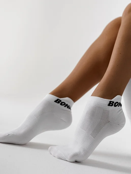 Bona Fide Носки спортивные короткие для фитнеса, набор 3 пары, белый, фото 2