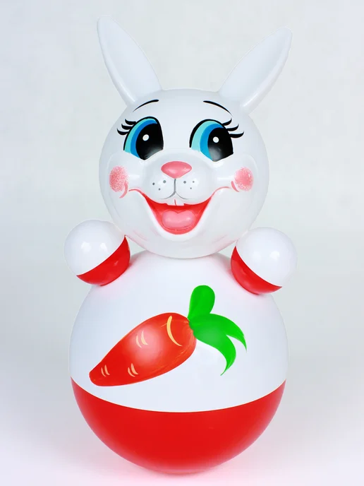 Котовские неваляшки Неваляшка музыкальная для малышей игрушка качалка Зайчик, оранжевый, фото 4