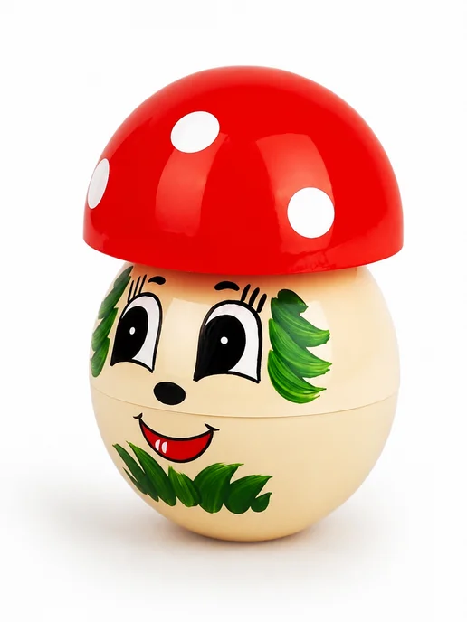 Котовские неваляшки Неваляшка музыкальная для малышей игрушка качалка Грибочек, бежевый, фото 4