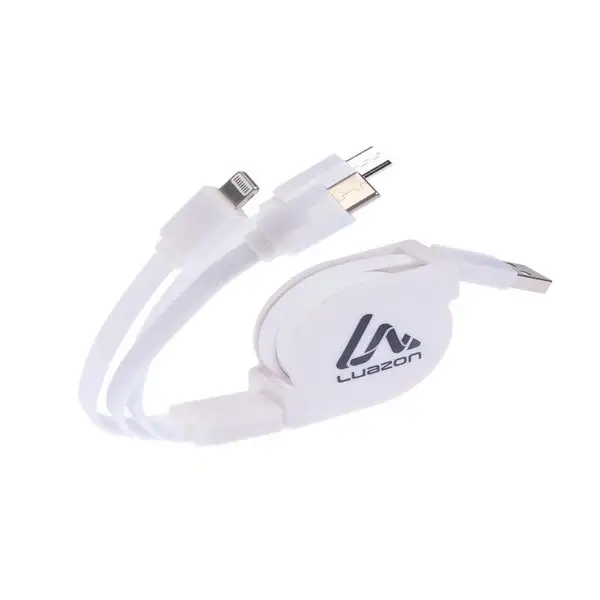 Кабель-рулетка, micro-USB/Type-C/Lightning-USB, 2 А, 1 м