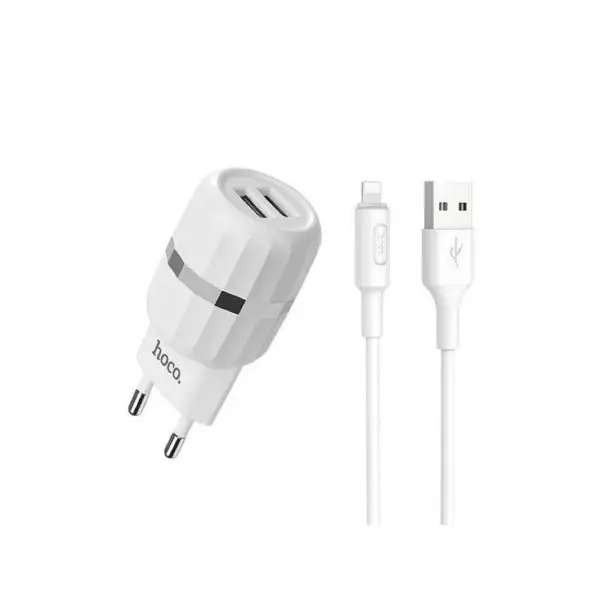 Сетевое зарядное устройство 2хUSB, кабель Lightning, 1 м