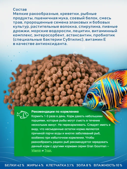 Зоомир Корм для тропических рыб Gran Gurman Vitamin, банка 250мл, 250 мл, фото 2