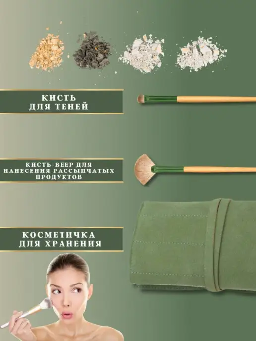 EvoColors Кисти для макияжа, набор кистей, зеленый, фото 5