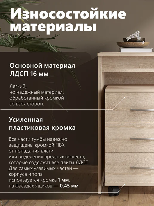 Skyland Мобильная тумба с ящиками SIMPLE SC-3M.1, 41.2х45х56.6 см, вариант, фото 3