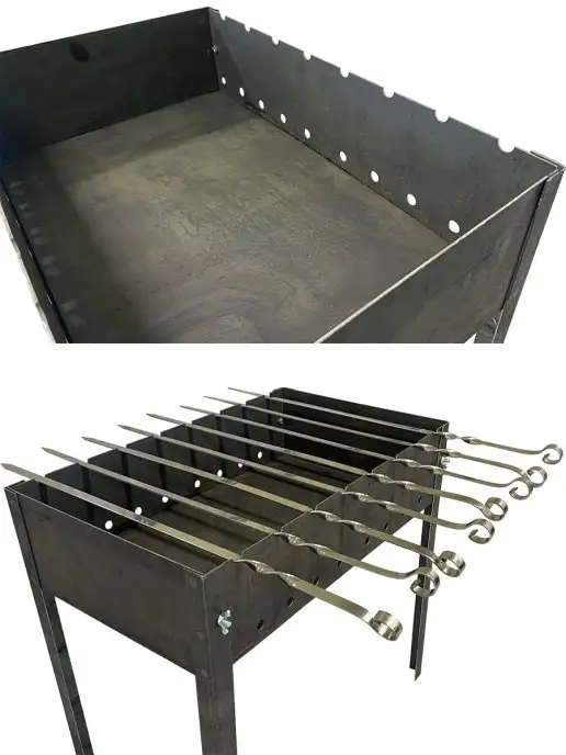 BarbecueHome Разборный Мангал для Шашлыка + Шампура, Опахало и Перчатки, серый, фото 6