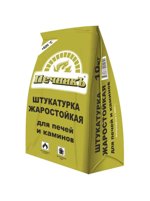 Печникъ Штукатурка жаростойкая для печей и каминов 20кг, серый, фото 2