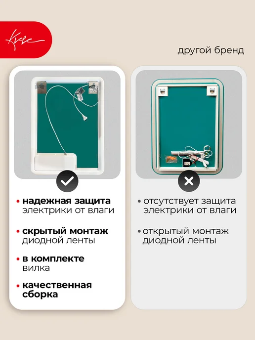 KVV GROUP Зеркало с подсветкой в ванную 60*80 Milan, 60x80, фото 3
