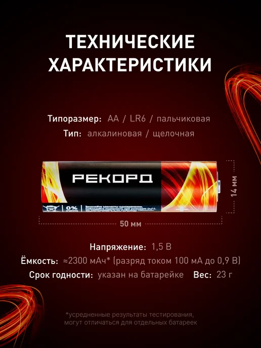 РЕКОРД Батарейки аа пальчиковые алкалиновые набор 4 шт, 10 шт, фото 5