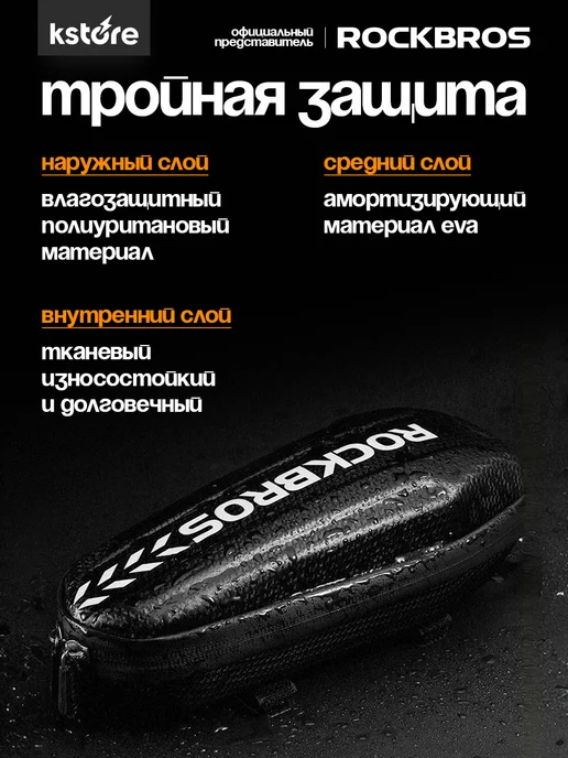 Rockbros Сумка для велосипеда и самоката, черный, фото 4