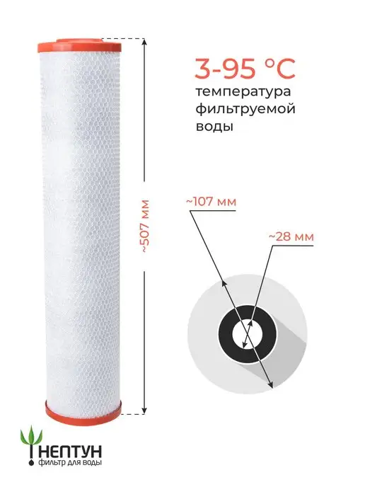Аквадело Картридж для фильтра горячей воды угольный Нептун CTO-20BB, вариант, фото 4