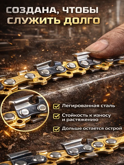 GaminGo Цепь для электропилы и бензопилы 57 звеньев 3 8", 1.3 мм, желтый, фото 3