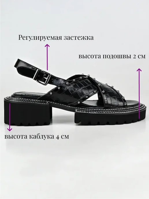 Mainila Shoes Босоножки женские летние на платформе натуральная кожа, черный, фото 2