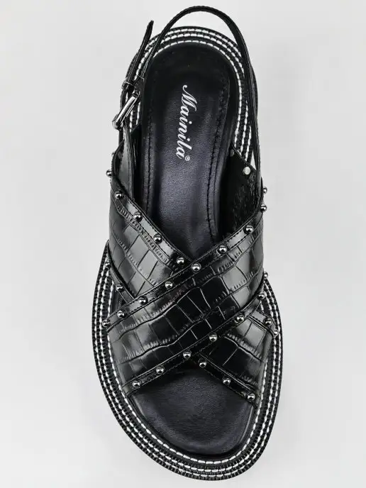 Mainila Shoes Босоножки женские летние на платформе натуральная кожа, черный, фото 4