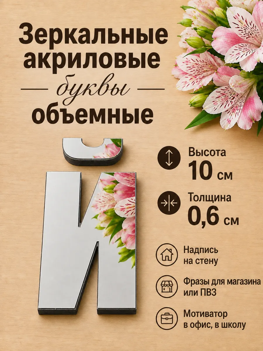 Буква наклейка на стену зеркальные "Й"