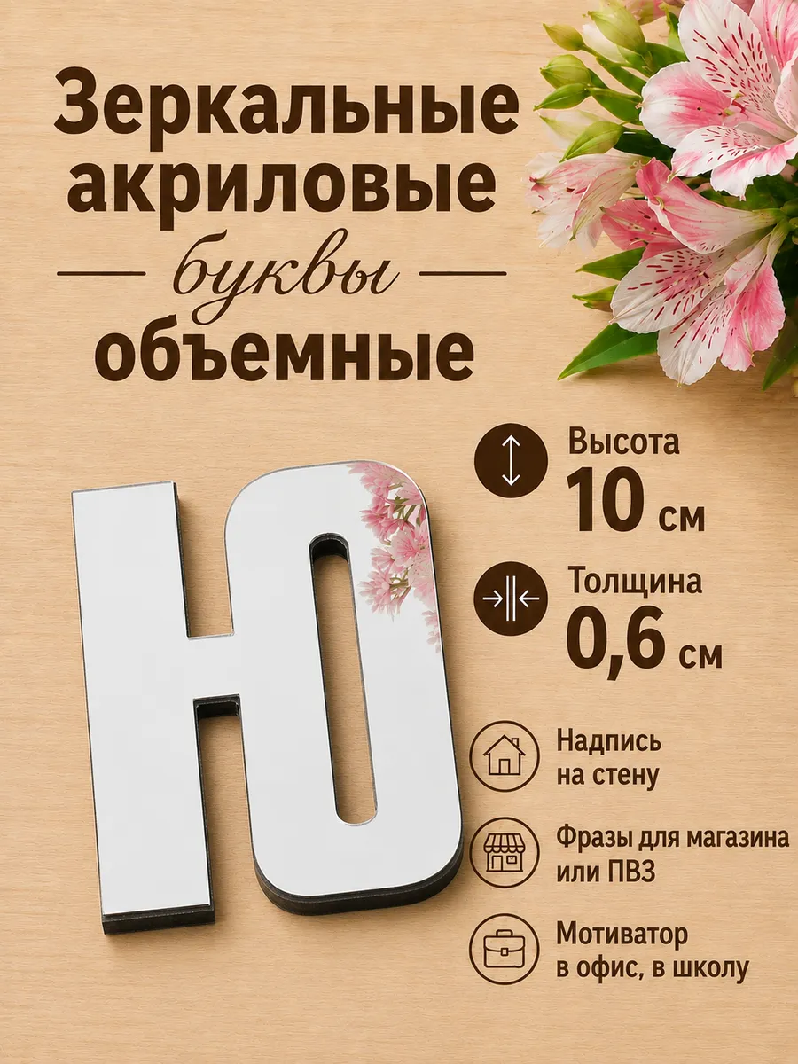 Буквы наклейки на стену зеркальные "Ю"