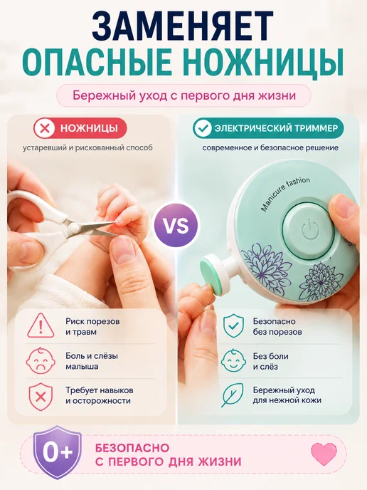 ADUMI Ножницы для новорожденных триммер пилка для ногтей детская, голубой, фото 2