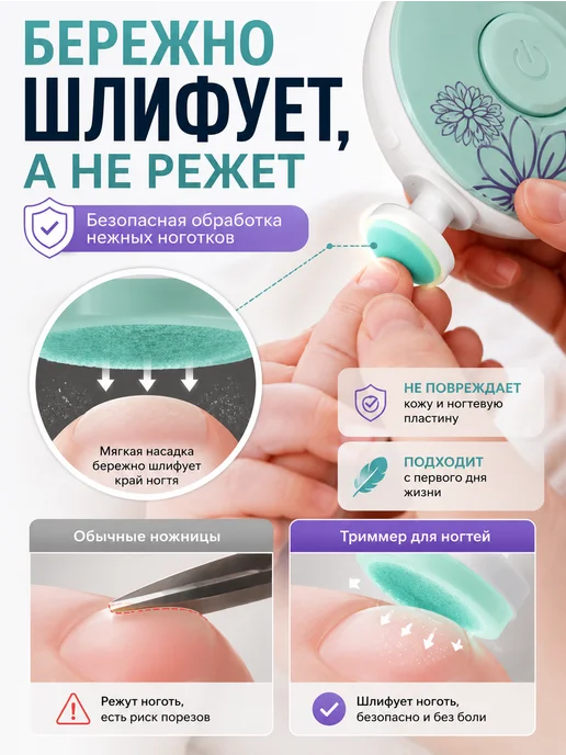 ADUMI Ножницы для новорожденных триммер пилка для ногтей детская, голубой, фото 3