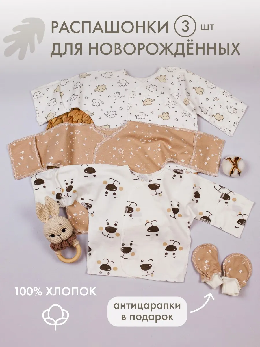 Набор распашонок для новорожденных с антицарапками