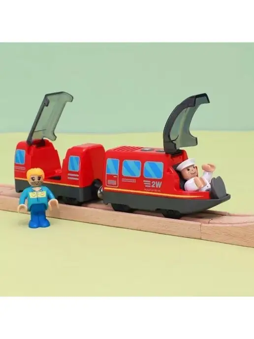 Toy'lbe Поезд на батарейках для деревянной железной дороги, красный, фото 4