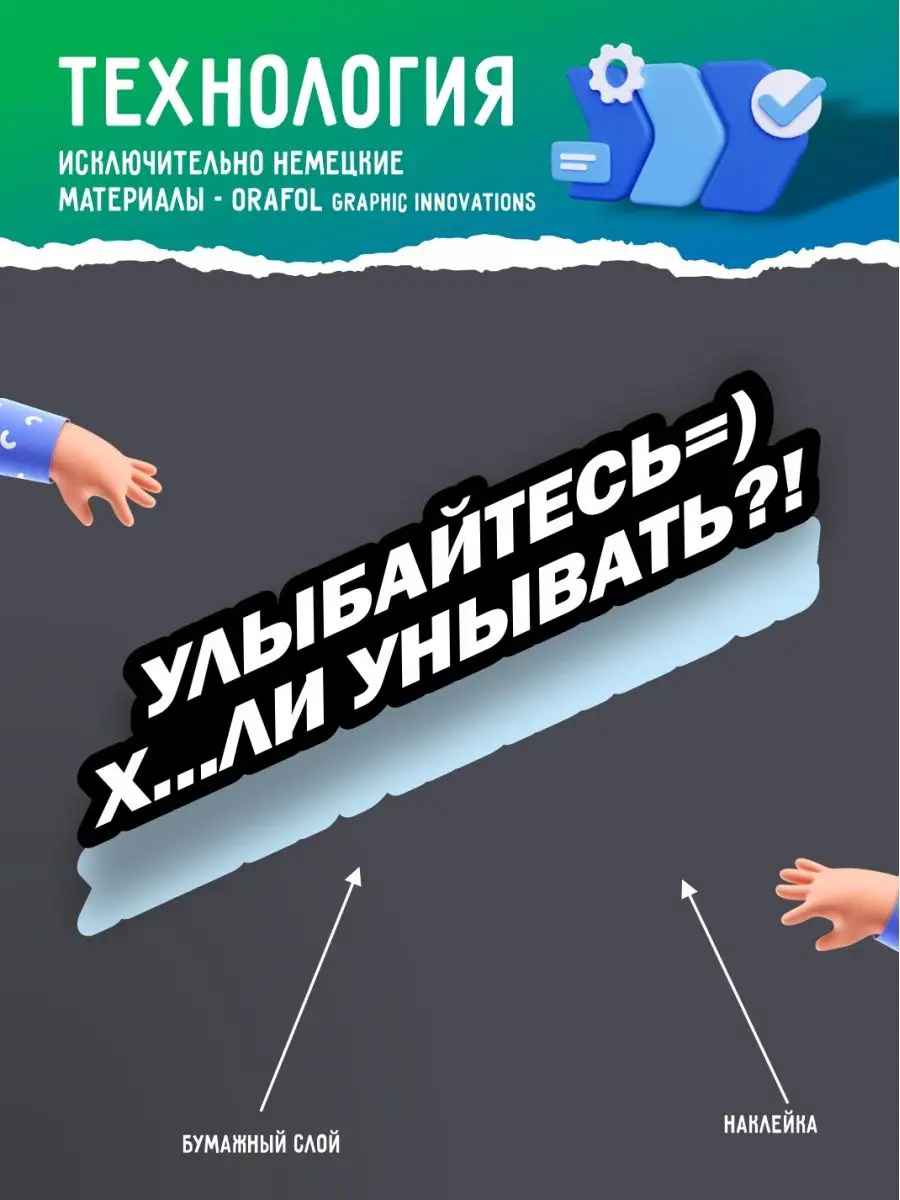 Наклейка надпись улыбайтесь что унывать А1 Копи-центр / Наклейки на авто и  не только 75039328 купить за 133 ₽ в интернет-магазине Wildberries