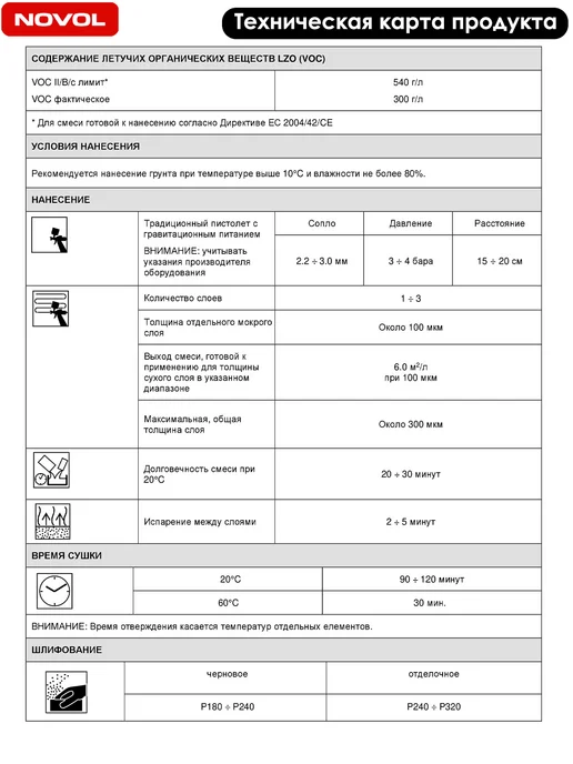 NOVOL Шпатлевка Next Multispray, жидкая, финишная, 800 мл, 800 мл, фото 4