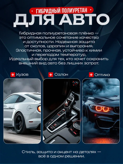 GScompany Защитная гибридная полиуретановая пленка для фар кузова, белый, фото 4