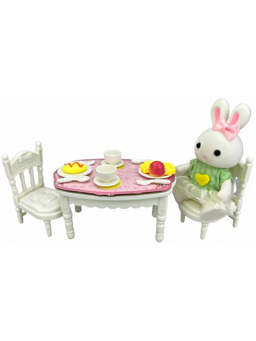 ESSA TOYS Зайчик с мебелью Кухня столовая, розовый, фото 5